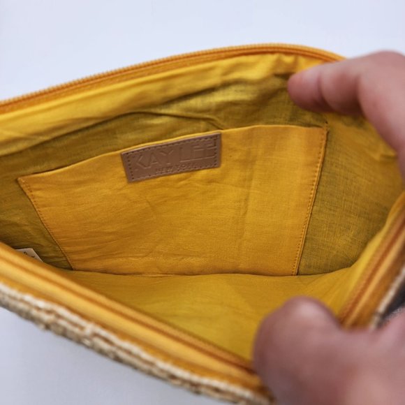 Kaylee Bags Kaylee Yellow Pineapple Beaded Slim Zip Tp Clutch